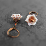 White Copper Flower Earrings view 2