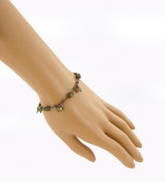 Olive Green Maple Leaf Charm Bracelet