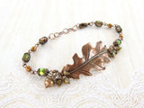Copper Oak Leaf and Acorn Bracelet