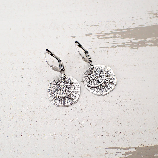 Silver Ox Sand Dollar Dangle Earrings