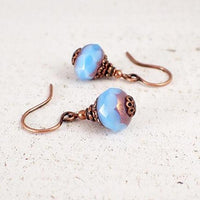 Dainty Sky Blue and Copper Earrings