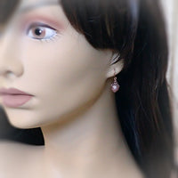 Mauve Victorian Style Glass Pearl Bridesmaids Earrings