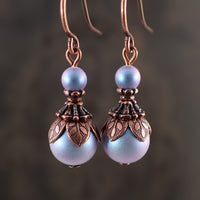 Ethereal Iridescent Blue Pearl Earrings