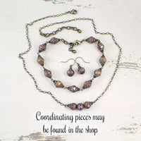 Antiqued Lavender, Ivory, and Bronze Earrings Jewelry set