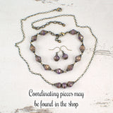 Antiqued Lavender, Ivory, and Bronze Bracelet