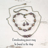 Antiqued Lavender, Ivory, and Bronze Jewelry Set
