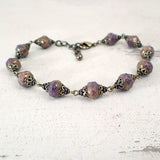 Antiqued Lavender, Ivory, and Bronze Bracelet