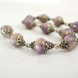 Antiqued Lavender, Ivory, and Bronze Bracelet