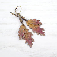 Autumn Patina Oak Leaf Lever-Back Earrings view 2