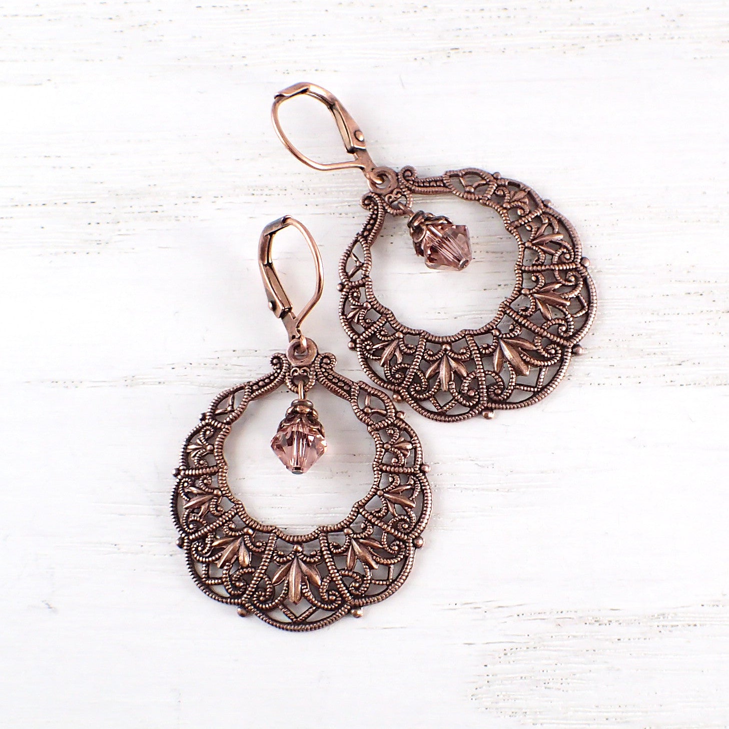 Antique Copper Gypsy Hoop Earrings