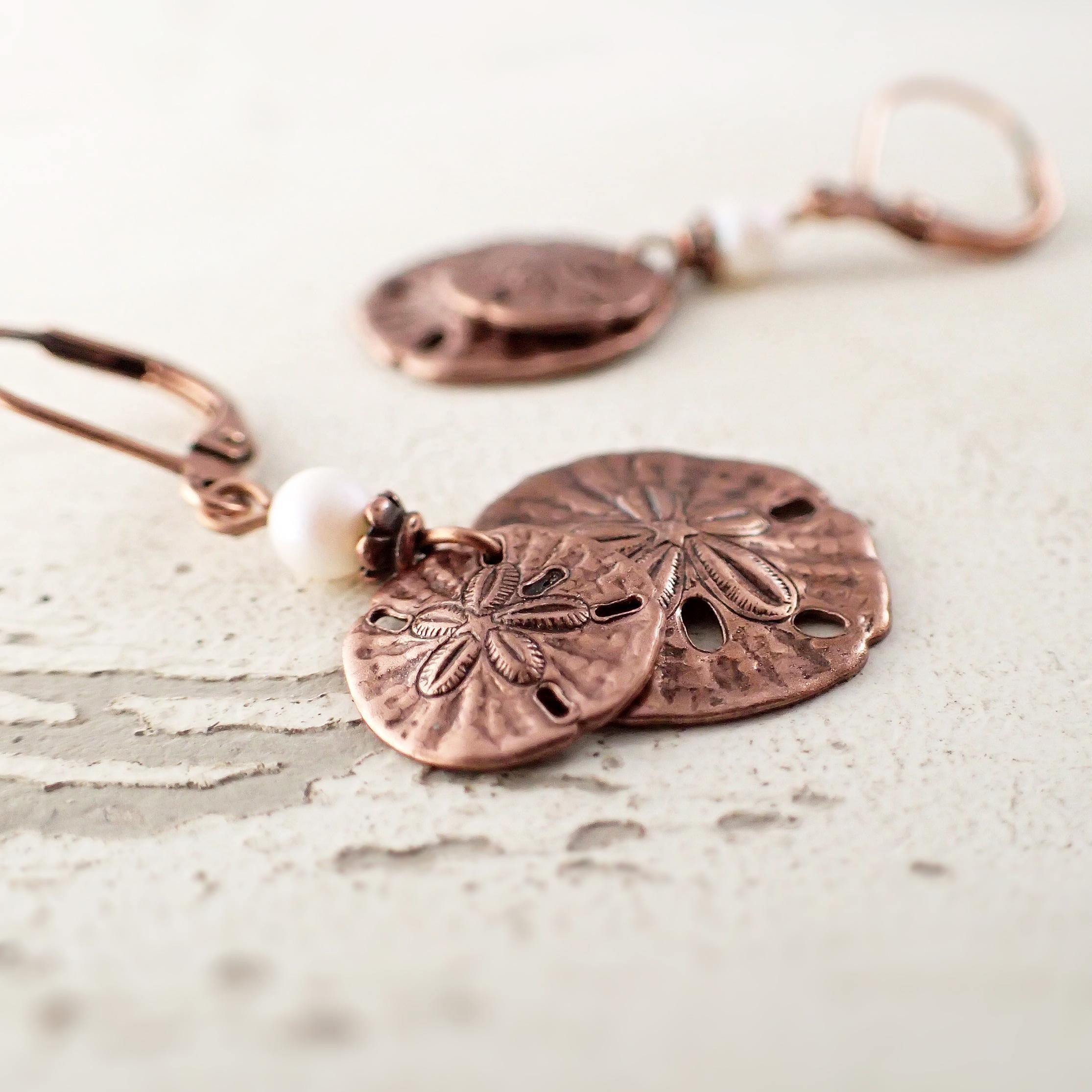 Copper Sand Dollar Dangle Earrings