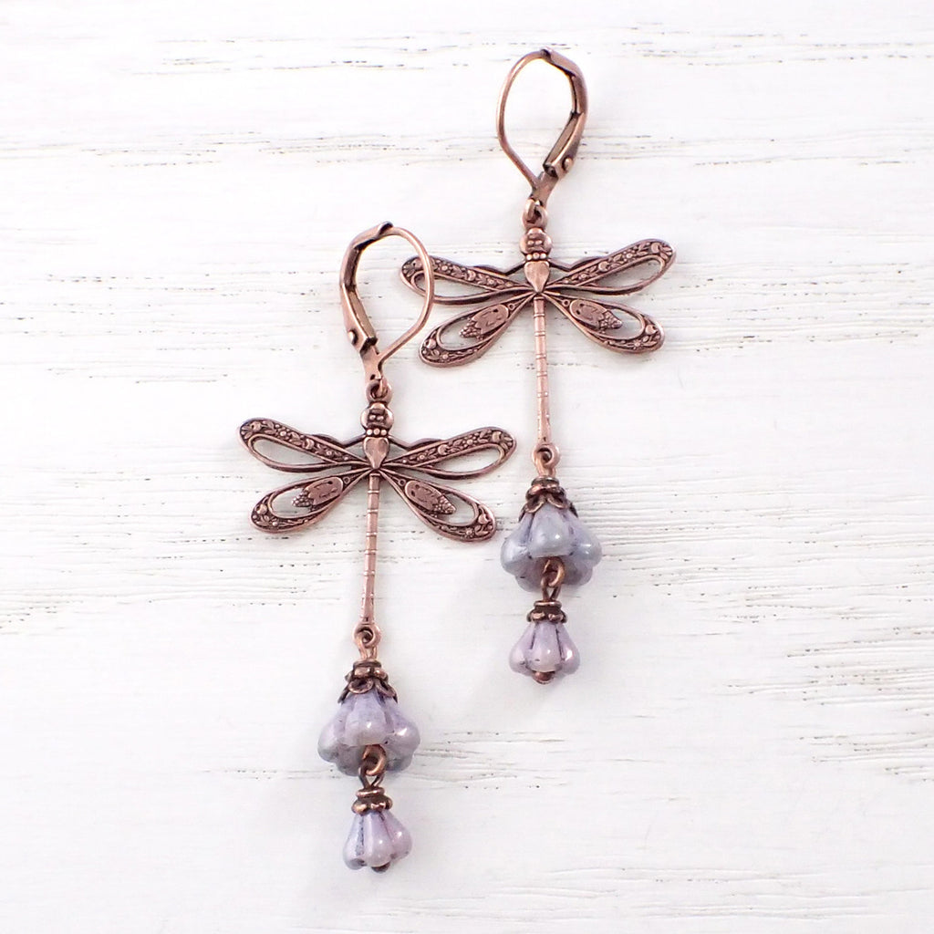 Whimsical Dragonfly Floral Earrings