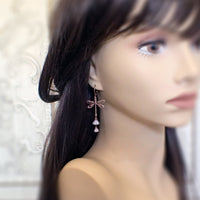 Whimsical Dragonfly Floral Earrings mannequin view