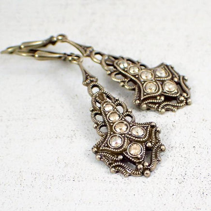 Fashion Leaf Design Earring Antique Look Oxidized Jewelry - Gem O Sparkle