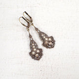Antique Style Drop Earrings with Gold Crystals
