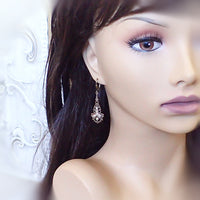 Antique Style Drop Earrings with Gold Crystals