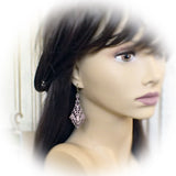 Shabby Distressed Pink Patina Filigree Earrings mannequin view
