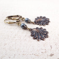 Dark Teal Victorian Sea Shell Earrings side view