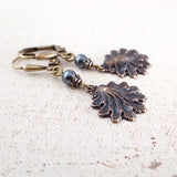 Dark Teal Victorian Sea Shell Earrings side view