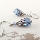 Denim Blue Earrings with Crystals