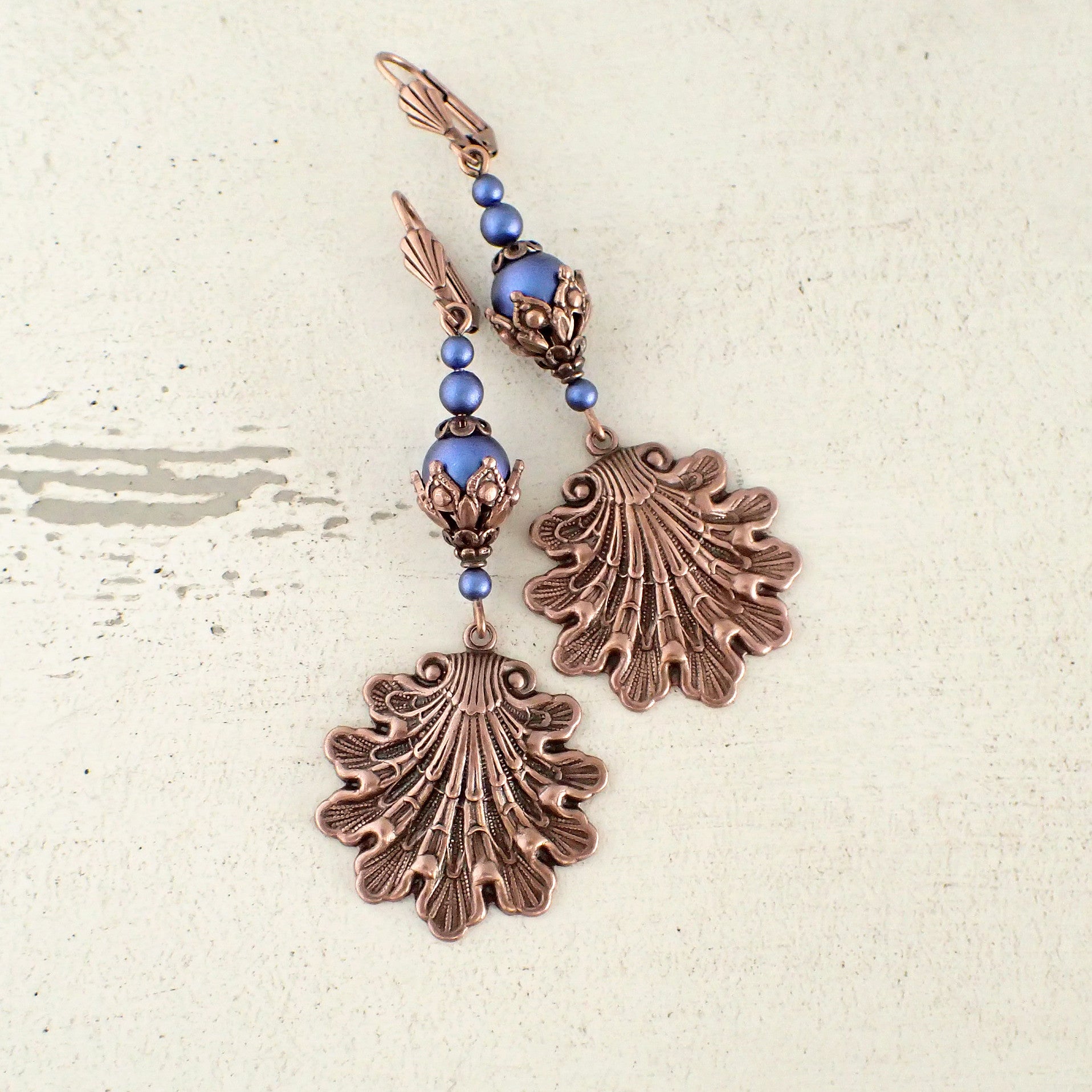 victorian style sea shell earrings