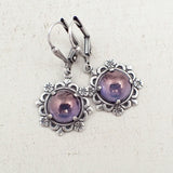 Lustered Lavender Cabochon Earrings top view