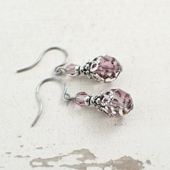 Antique Pink Crystal Earrings