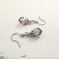 Pale Dusty Pink Crystal Earrings