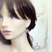 Lustered Lavender Cabochon Earrings mannequin view