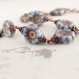 Artisan Czech glass flower bead bracelet