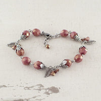 Dusty Rose Leafy Dangle Bracelet