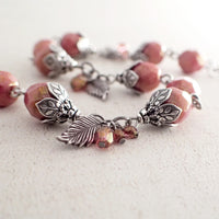 Dusty Rose Leafy Dangle Bracelet