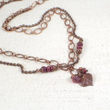 Heart Shaped Leaf and Flower Cluster Chain Necklace
