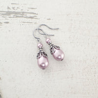 Antique Style Powder Pink Pearl Earrings alternate view