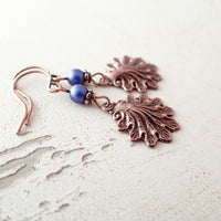 Smaller Antiqued Copper Sea Shell Earrings