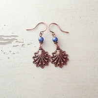 Smaller Antiqued Copper Sea Shell Earrings