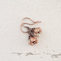 Rustic Dusty Pink and Copper Flower Earrings