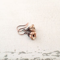 Rustic Dusty Pink and Copper Flower Earrings