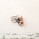 Rustic Dusty Pink and Copper Flower Earrings
