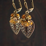 Czech glass flower and leaf earrings