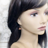 Dusty Rose and Copper Flower Earrings mannequin view