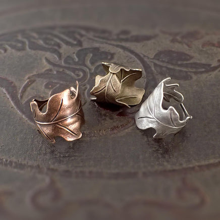 Copper, Bronze, or Silver Oak Leaf Ring