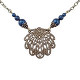 Victorian Filigree Seashell Necklace in Dark Teal