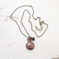 Dusty Rose Pink Floral Pendant Necklace