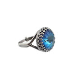 Blue and Silver Crystal Cocktail Ring