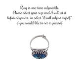 Blue and Silver Crystal Cocktail Ring adjustable