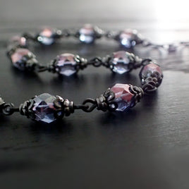 Lustered Purple and Black Metal Bracelet