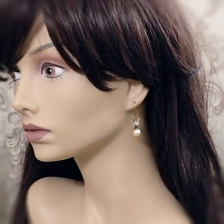 Golden Crystal Butterfly Earrings mannequin view
