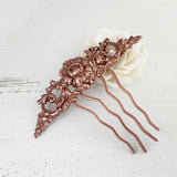 Floral Victorian Hair Comb in Antiqued Copper view 2