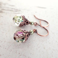 Luminous Green Earrings with Crystals